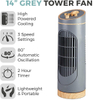 Mini Cooling 3 Speed Motor Tower & Pedestal Fan for bedroom saving space with 2 hours timer