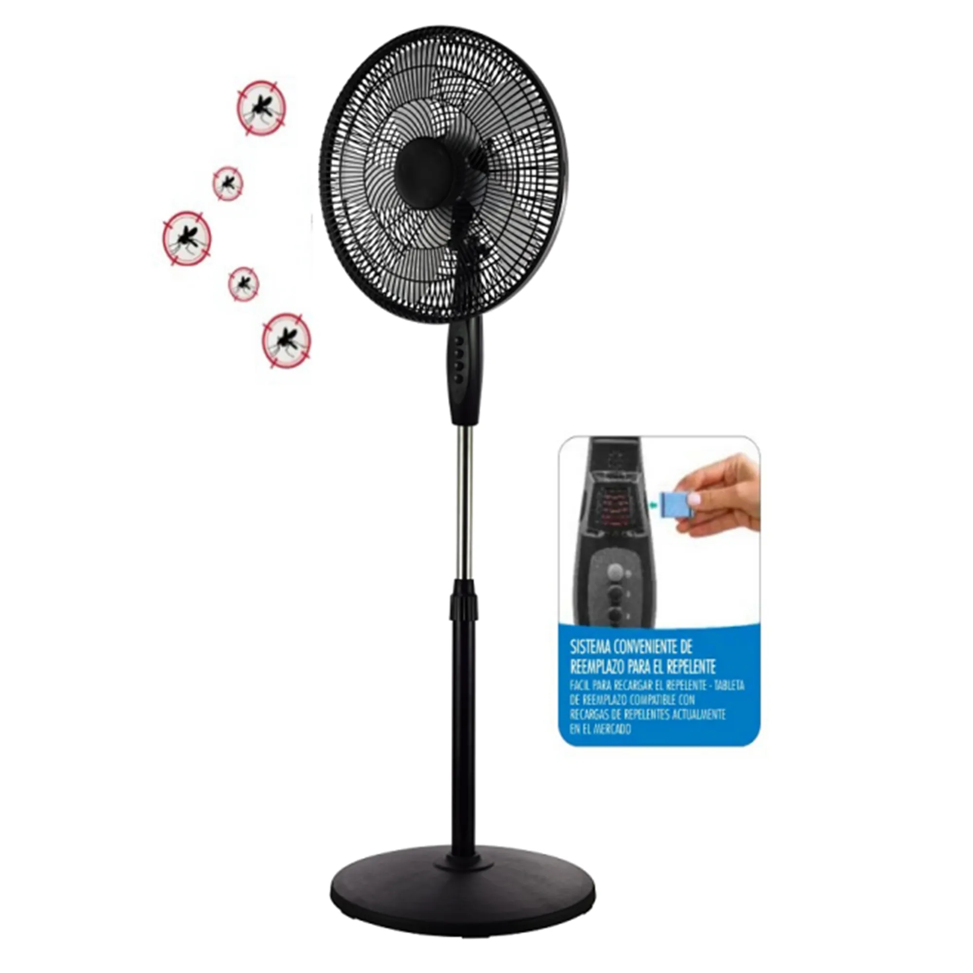 16-Inch Power Brand Mosquito Killer Repellent 5 Blades Pedestal Fan 